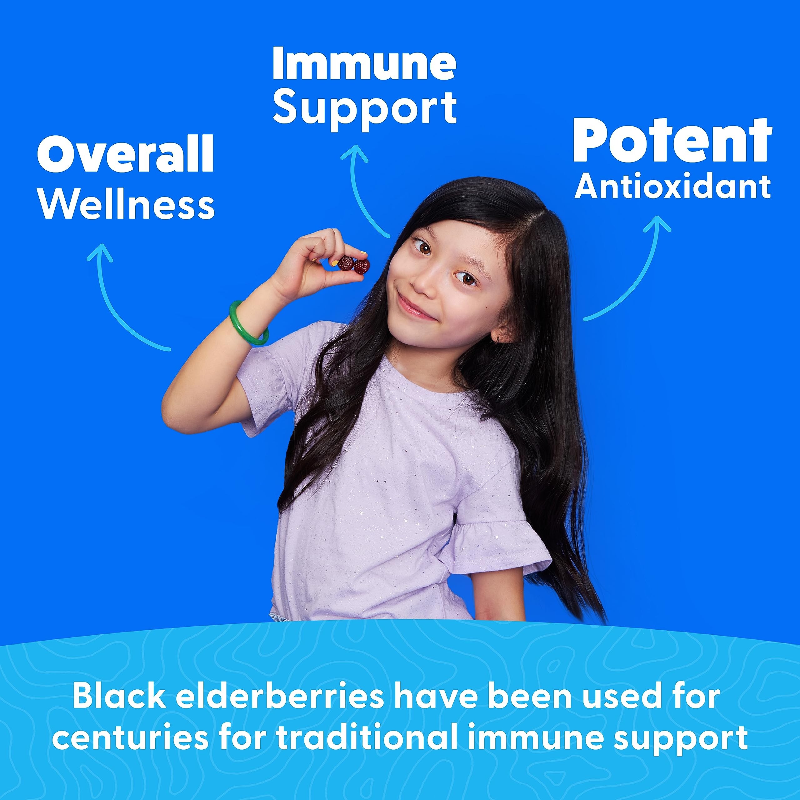 Feel Great Vitamin Co. Elderberry Gummies for Kids gummies-closeup reveals fruity chew texture.