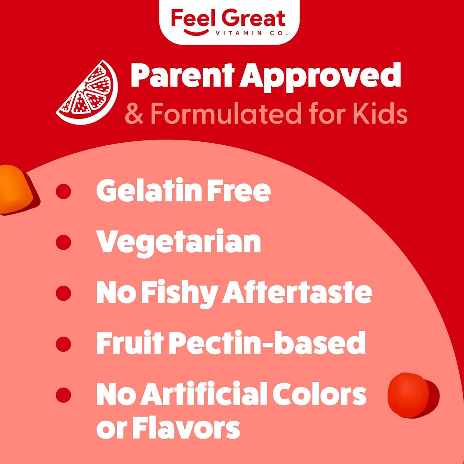 Gummies packaging image showcases gluten-free and vegetarian label for dietary compatibility