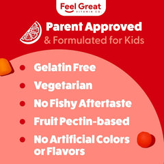 Gummies packaging image showcases gluten-free and vegetarian label for dietary compatibility
