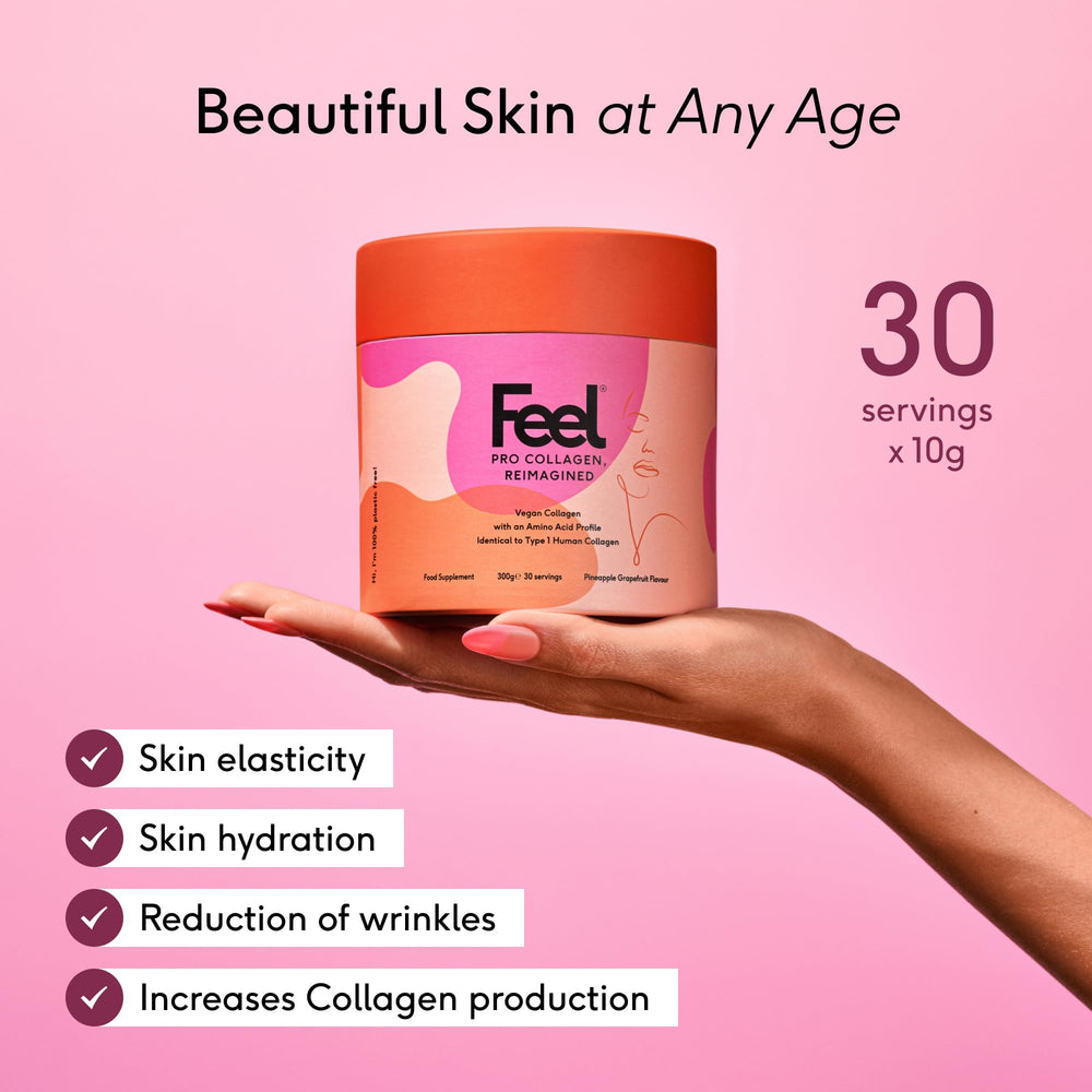 FEEL Pro Collagen powder dissolving in water, highlighting hydration boost
