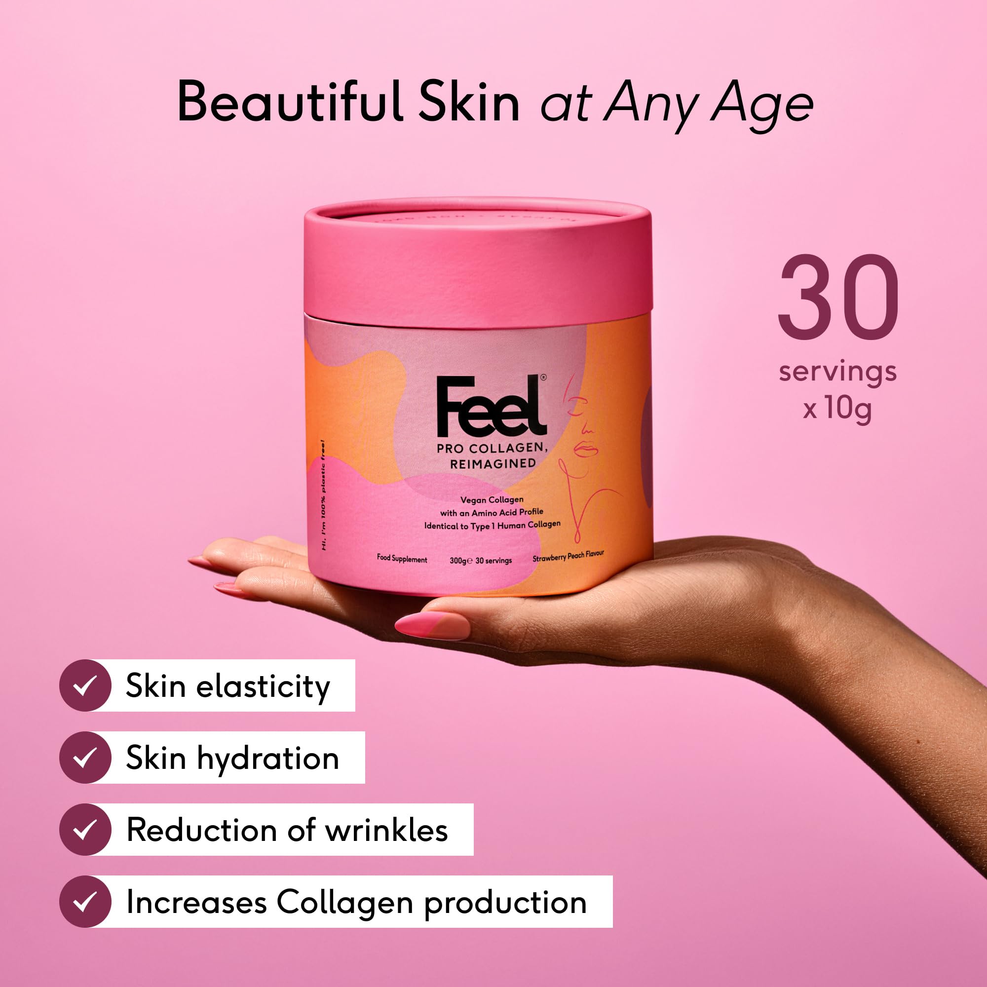 Pouring FEEL Pro Collagen powder into a glass for quick mixing