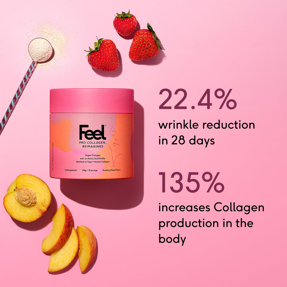 Scoop of FEEL Pro Collagen powder ready for daily use