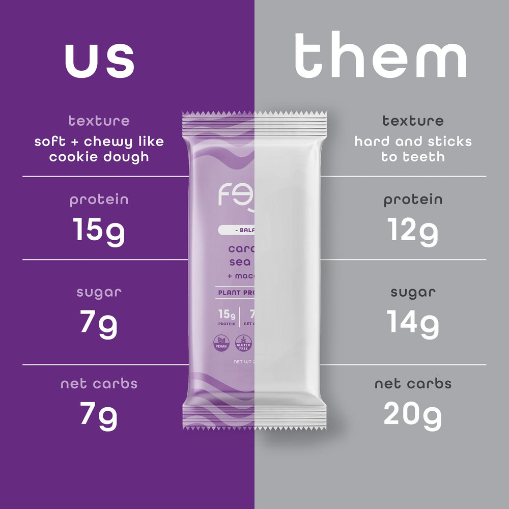 FEEL vegan bars vitality maca label emphasizes organic, allergen-friendly formula