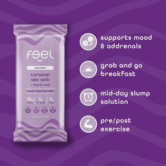 FEEL vegan bars vitality maca travel snack ready for busy days