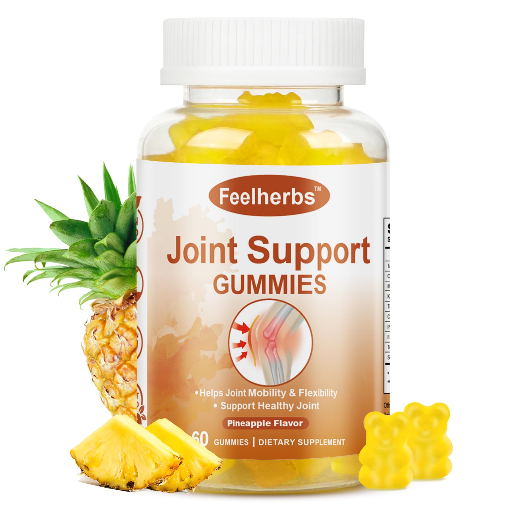 Feelherbs joint-support gummies pineapple bottle for daily mobility