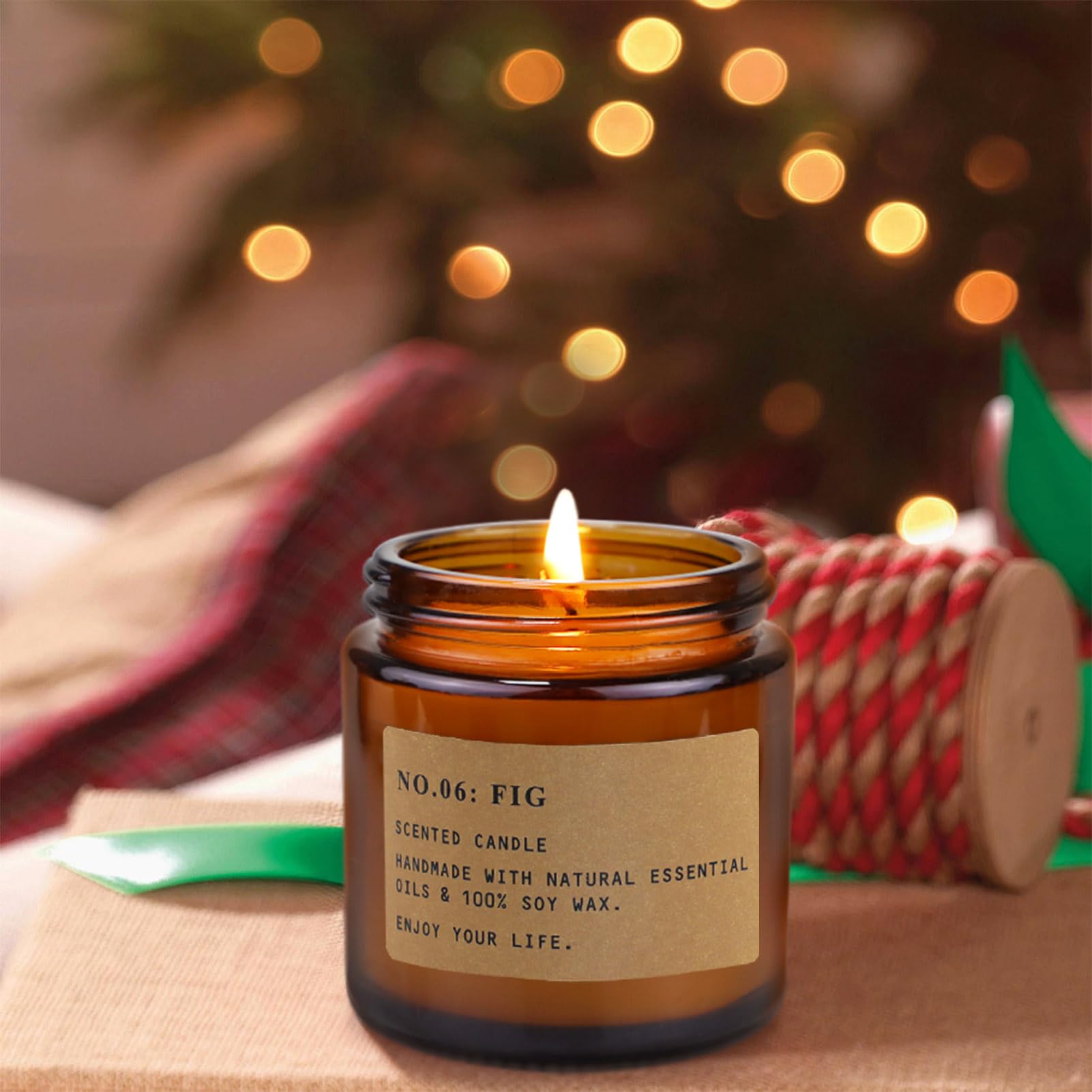 Feibao fig amber jar candle provides gentle, natural aroma.