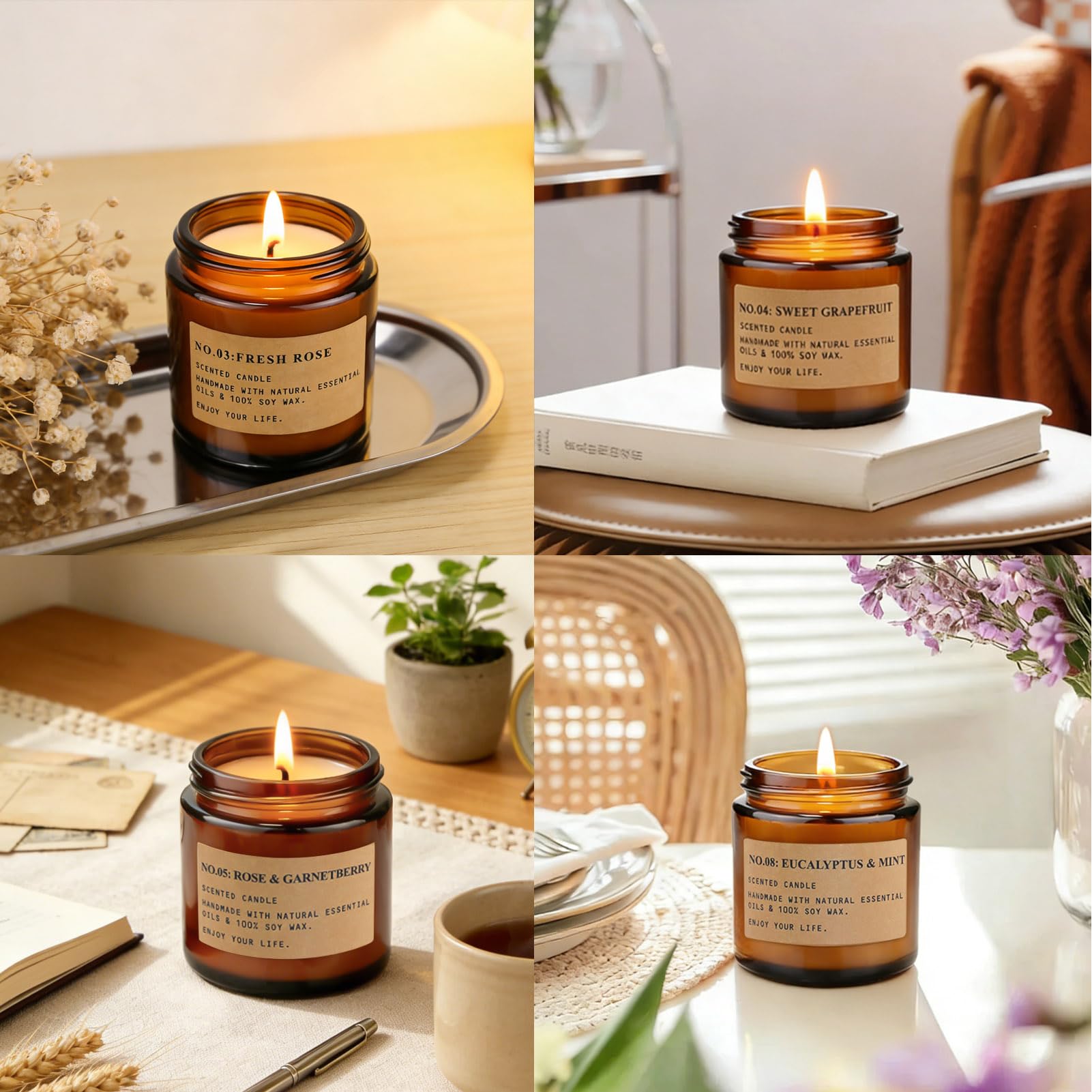 Feibao rose garnetberry amber jar candle fills rooms with fragrance.