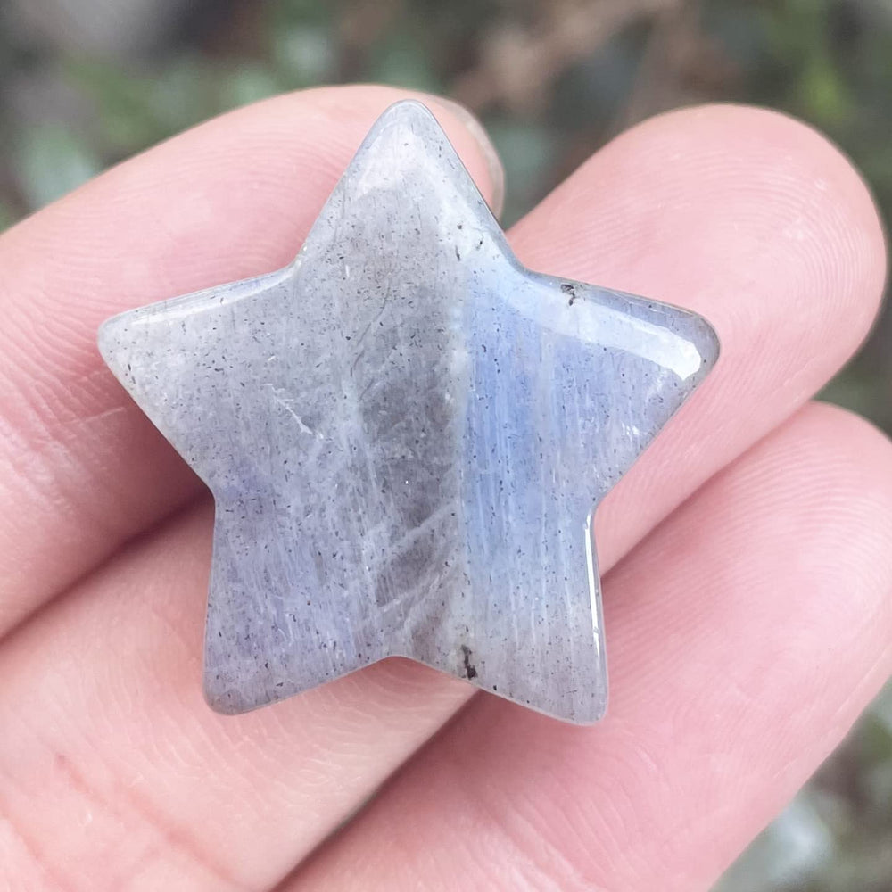Fekuar Moonstone Star Palm Stone packaging details for chakra work and mindful use.