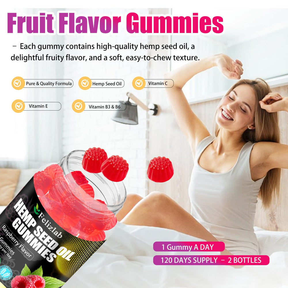 Felizlab hemp gummies raspberry bottle open for quick bites.