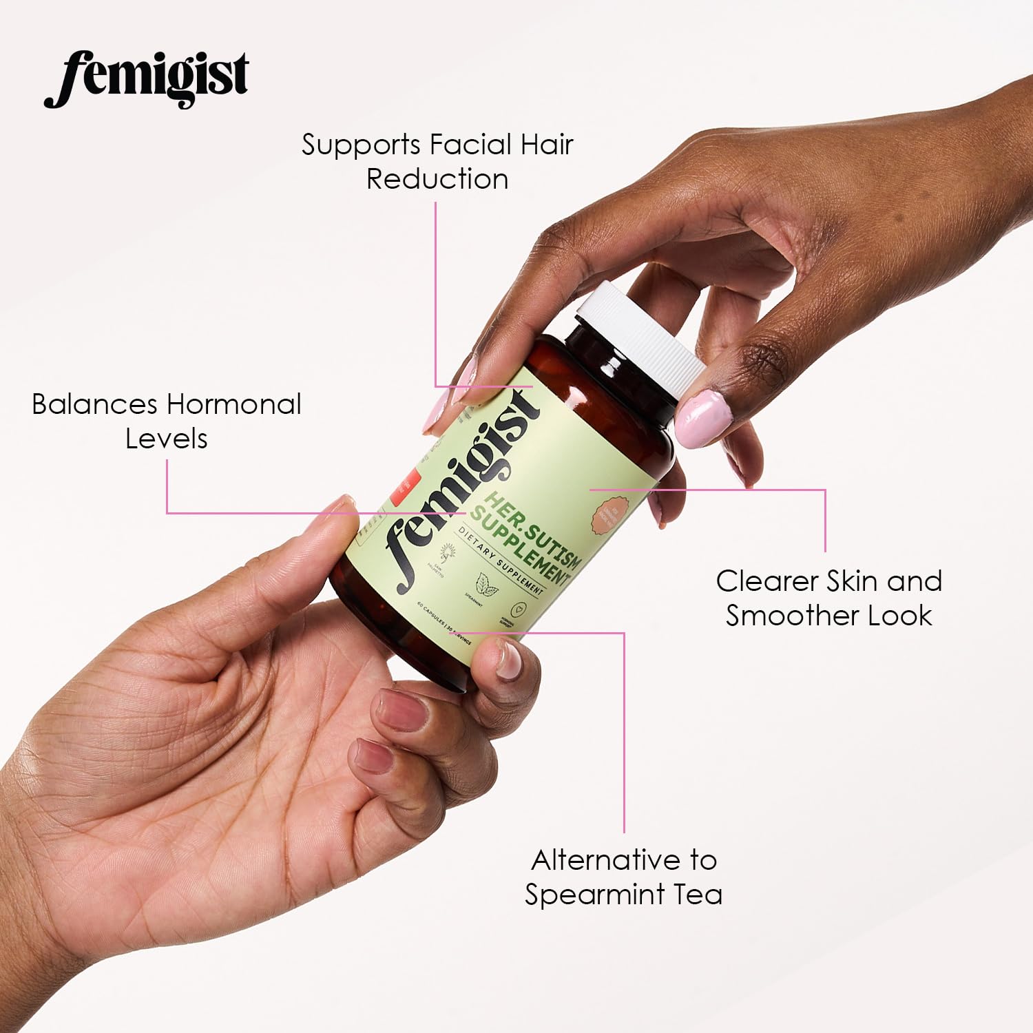 Zinc capsules from Femigist HERsutism support hormonal balance.