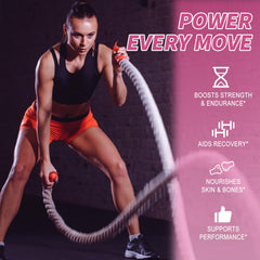 Blended ingredients of Femmetra Creatine Collagen for Women showing BCAAs and collagen synergy