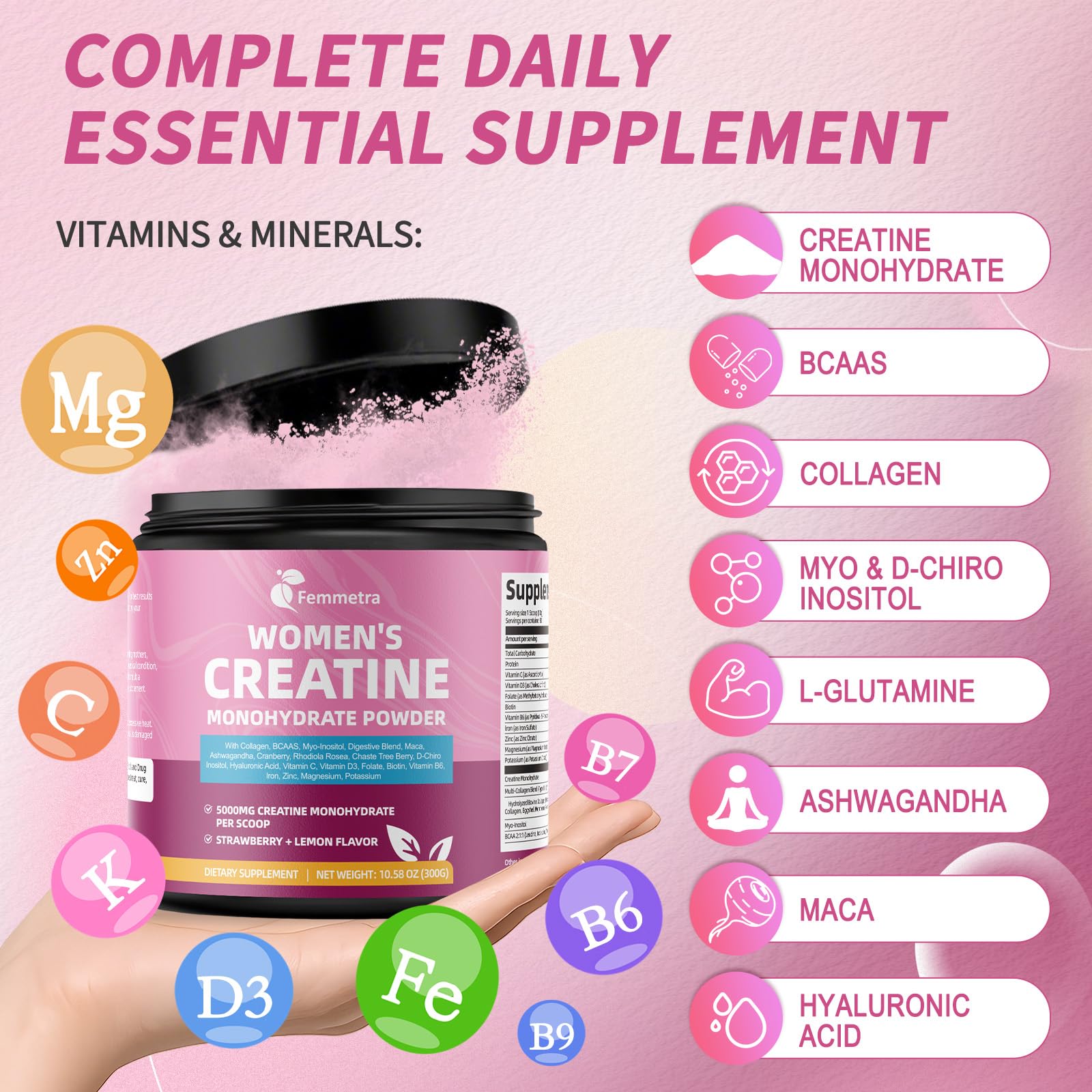 Probiotic capsule portion of Femmetra Creatine Collagen for Women