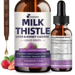 Femmetra Milk Thistle Drops bottle for daily liver and kidney support.