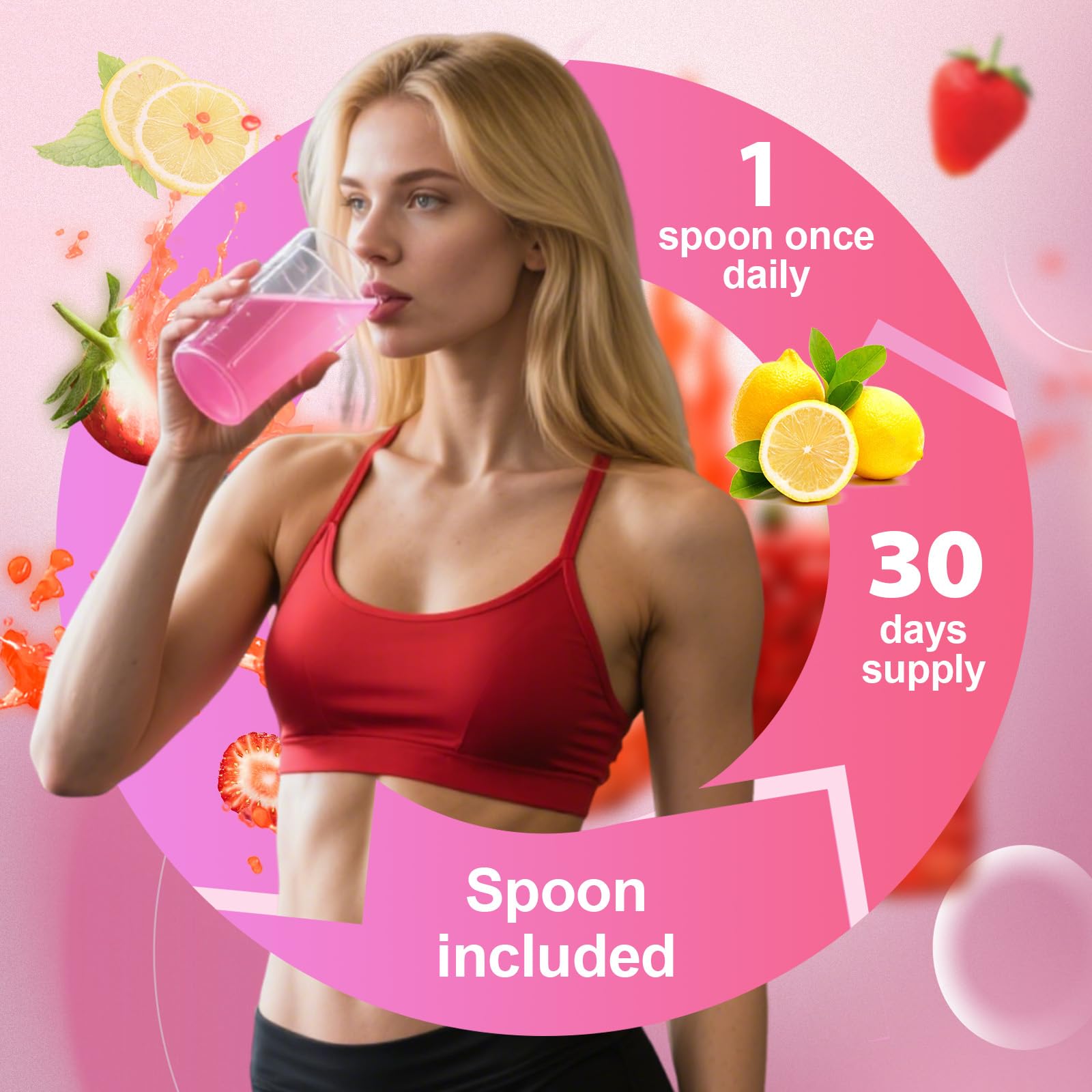 Femmetra strawberry-lemon pack image capturing refreshing flavor for pre-workout