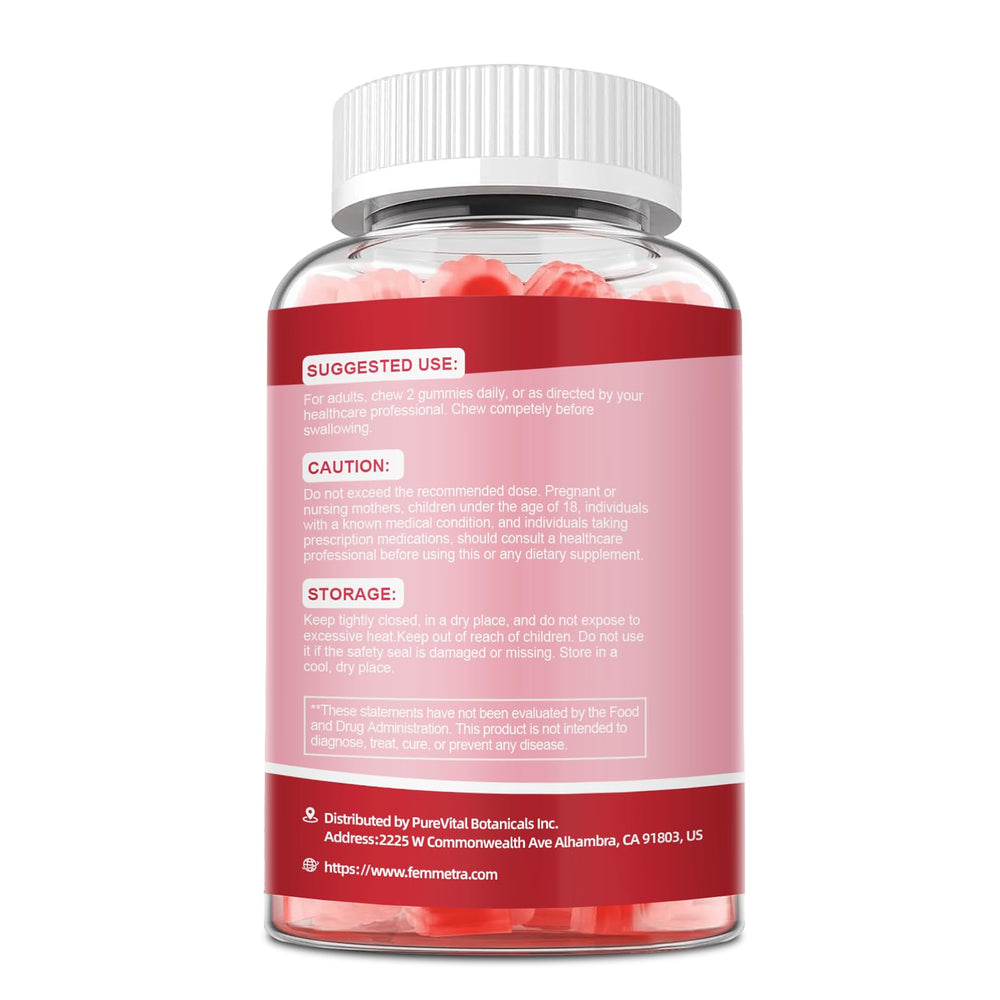 Femmetra urinary health ingredients highlight cranberry and D-Mannose pairing.