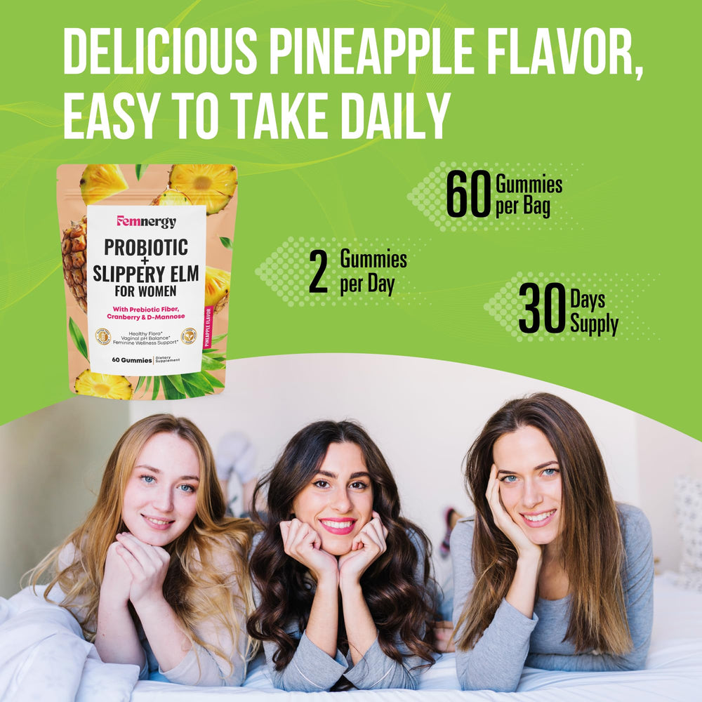 Femnergy vegan gluten-free icons emphasize clean ingredients for sensitive diets.