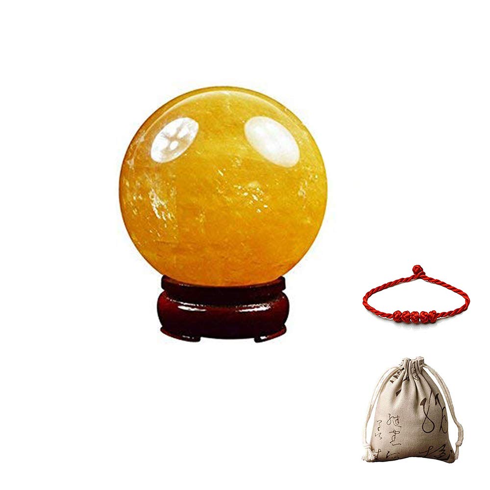 FengShuiGe citrine sphere 3cm close-up, energizing decor for prosperity and focus