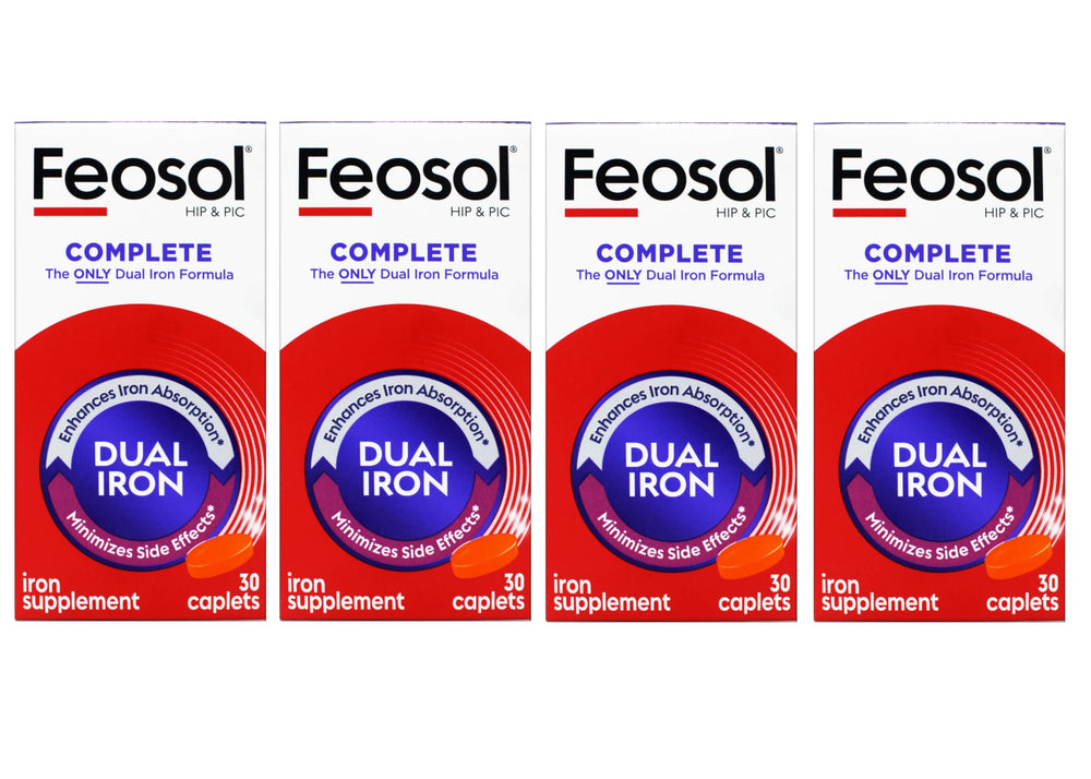 Feosol Bifera iron caplets bottle front offering convenient daily iron support.