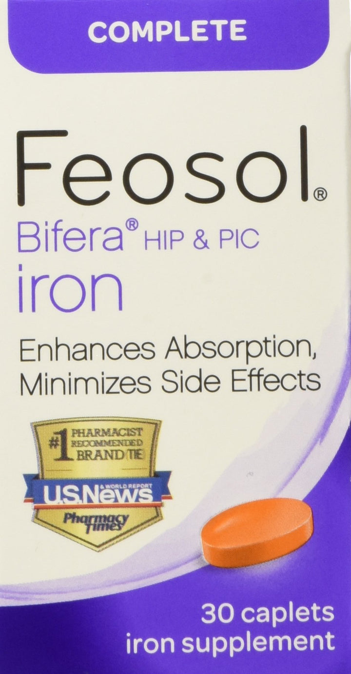 Feosol Complete with Bifera Iron bottle on shelf for daily iron support.
