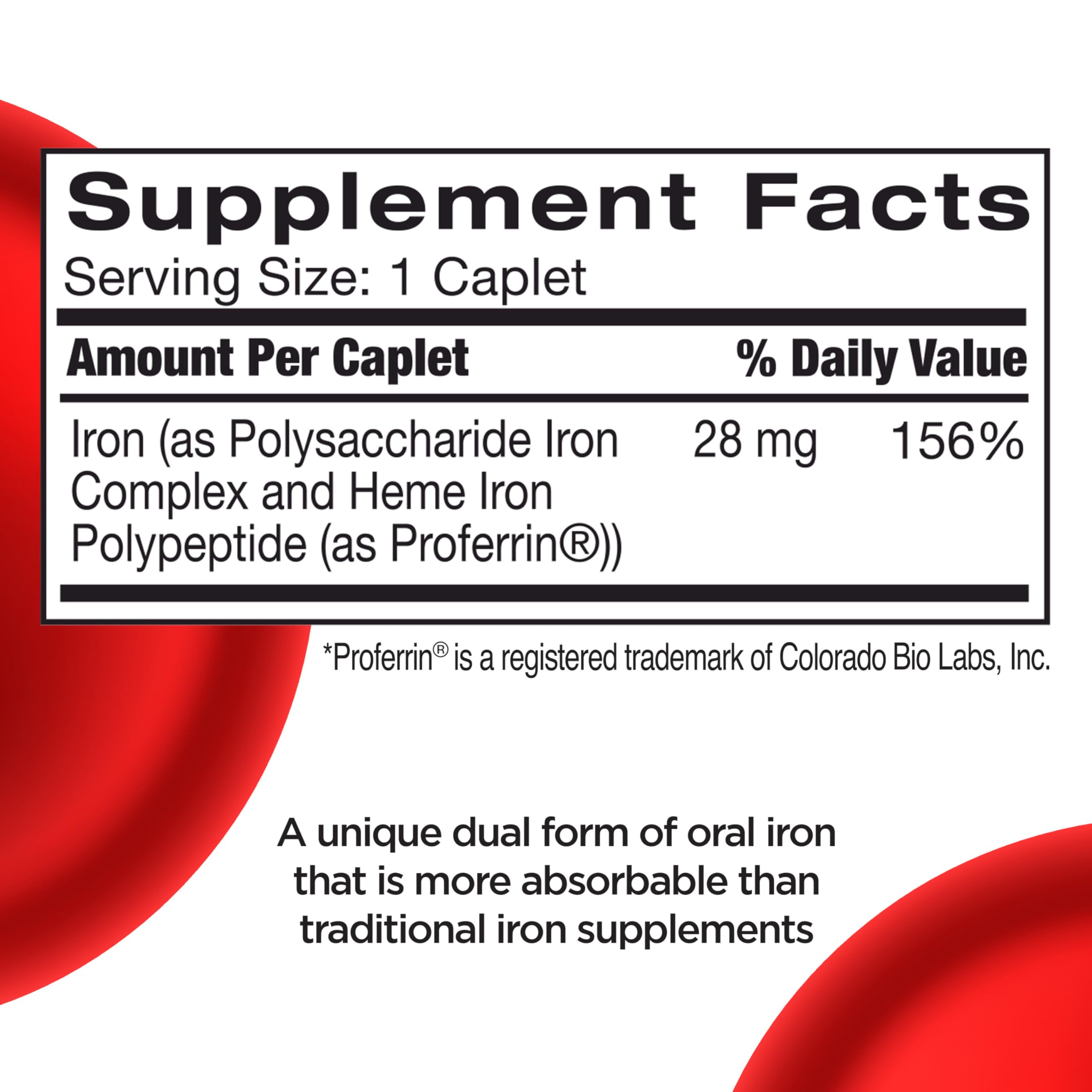 Feosol Complete daily dose caplet with a glass of water for easy intake