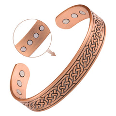 Feraco 12X Strength Wide Copper Bracelet front view, durable hypoallergenic jewelry for daily wear.