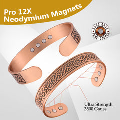 Feraco 12X Strength Wide Copper Bracelet magnet close-up, integrated magnetic accents.