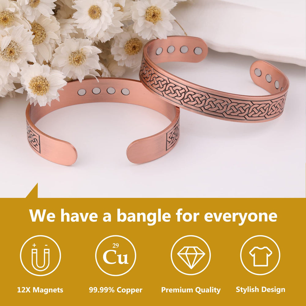 Feraco 12X Strength Wide Copper Bracelet material detail, 99.99% solid copper.