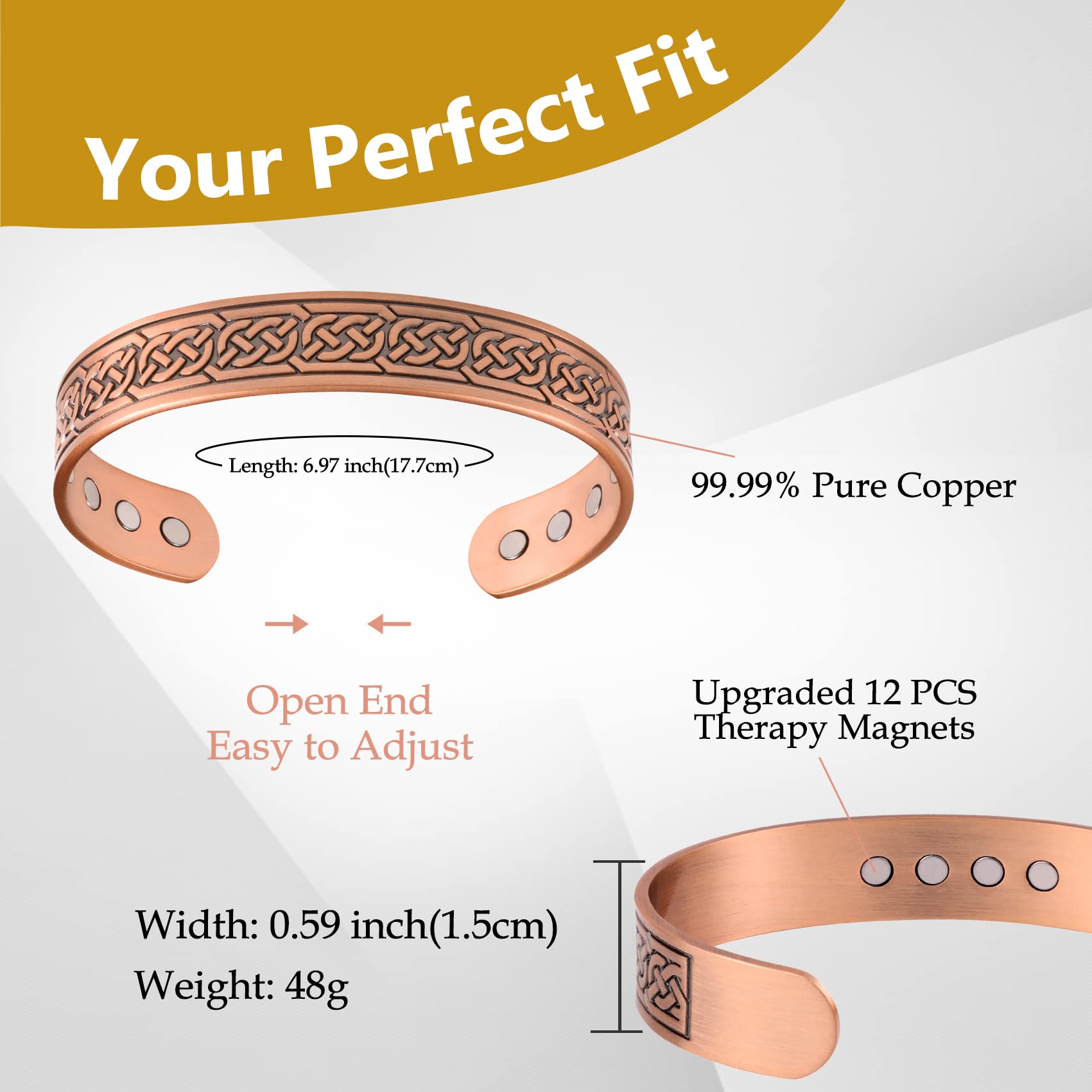 Feraco 12X Strength Wide Copper Bracelet gift box packaging, ready for gifting.
