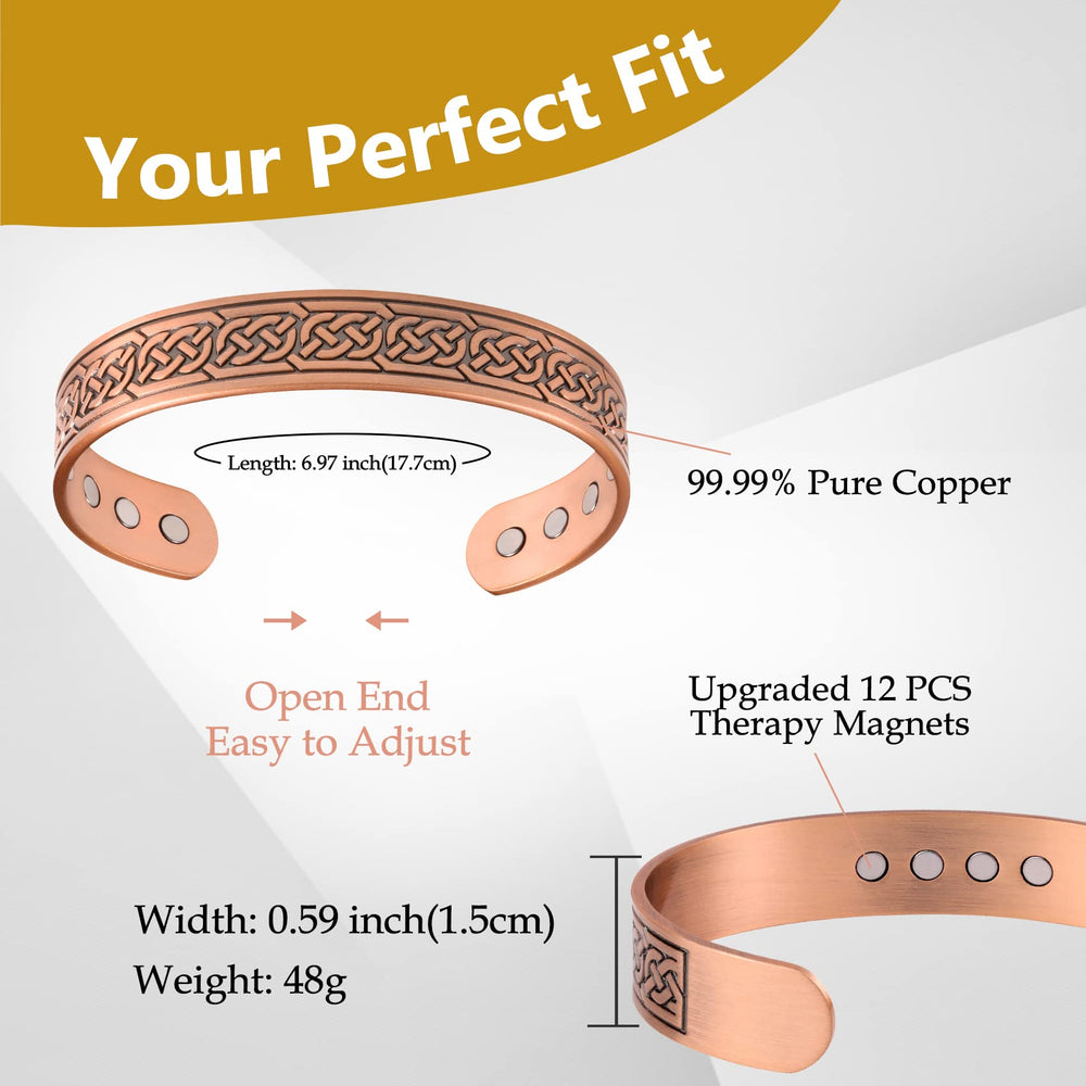 Feraco 12X Strength Wide Copper Bracelet gift box packaging, ready for gifting.