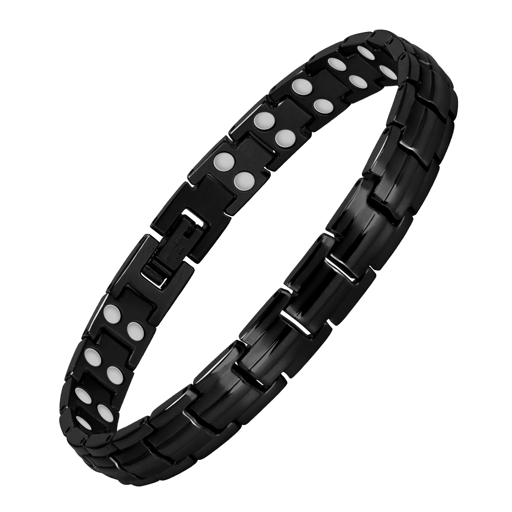 Feraco 2X Strength Magnetic Bracelet for Women in black with double magnets for enhanced magnetism.