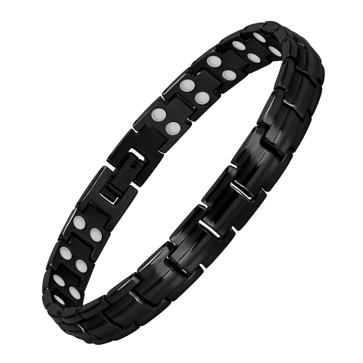 Feraco 2X Strength Magnetic Bracelet for Women in black with double magnets for enhanced magnetism.