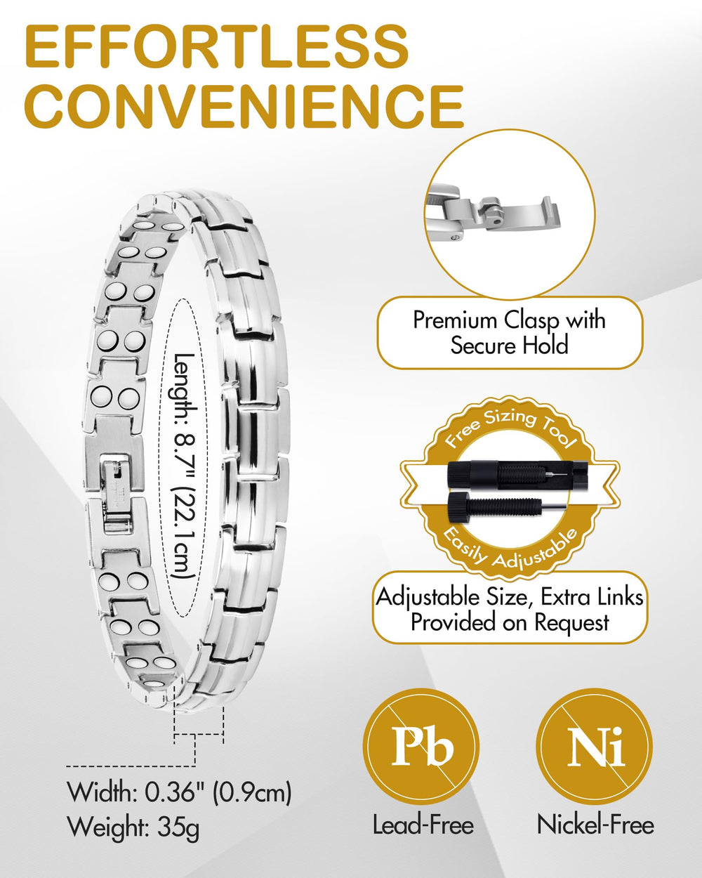 Feraco lightweight 35 g bracelet for all-day comfort