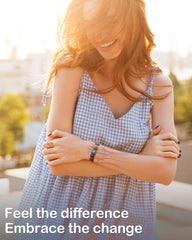 Feraco 3800 gauss magnets visible in bracelet for subtle wellness accent.