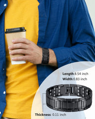 Feraco 3X magnetic bracelet for men in black with triple-wide links for masculine style