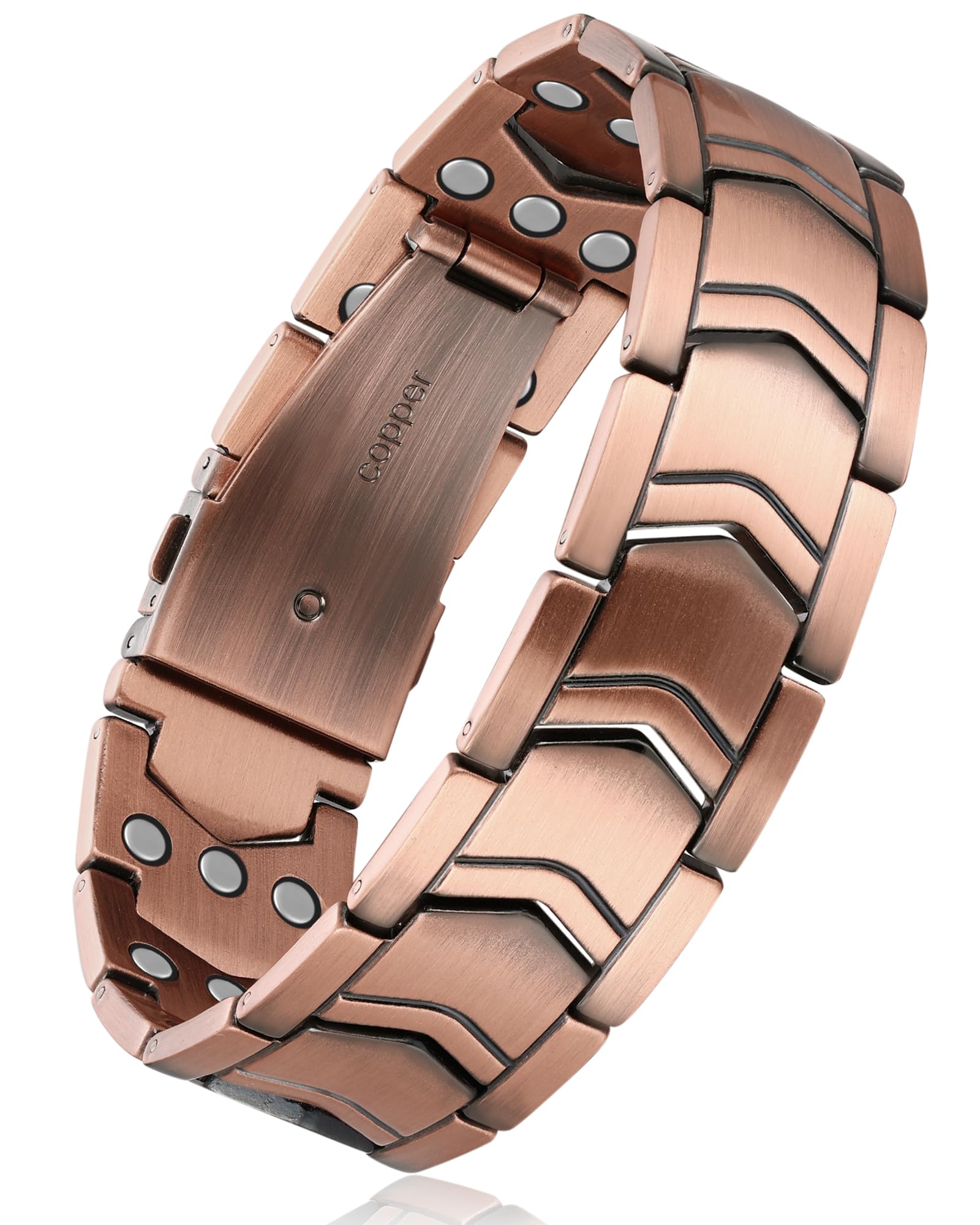 Feraco 3X Strength Copper Magnetic Bracelet front view showcases stylish durability and copper purity.
