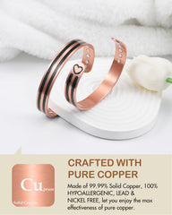 Feraco 99.99% pure copper, hypoallergenic and nickel-free for comfortable long wear.
