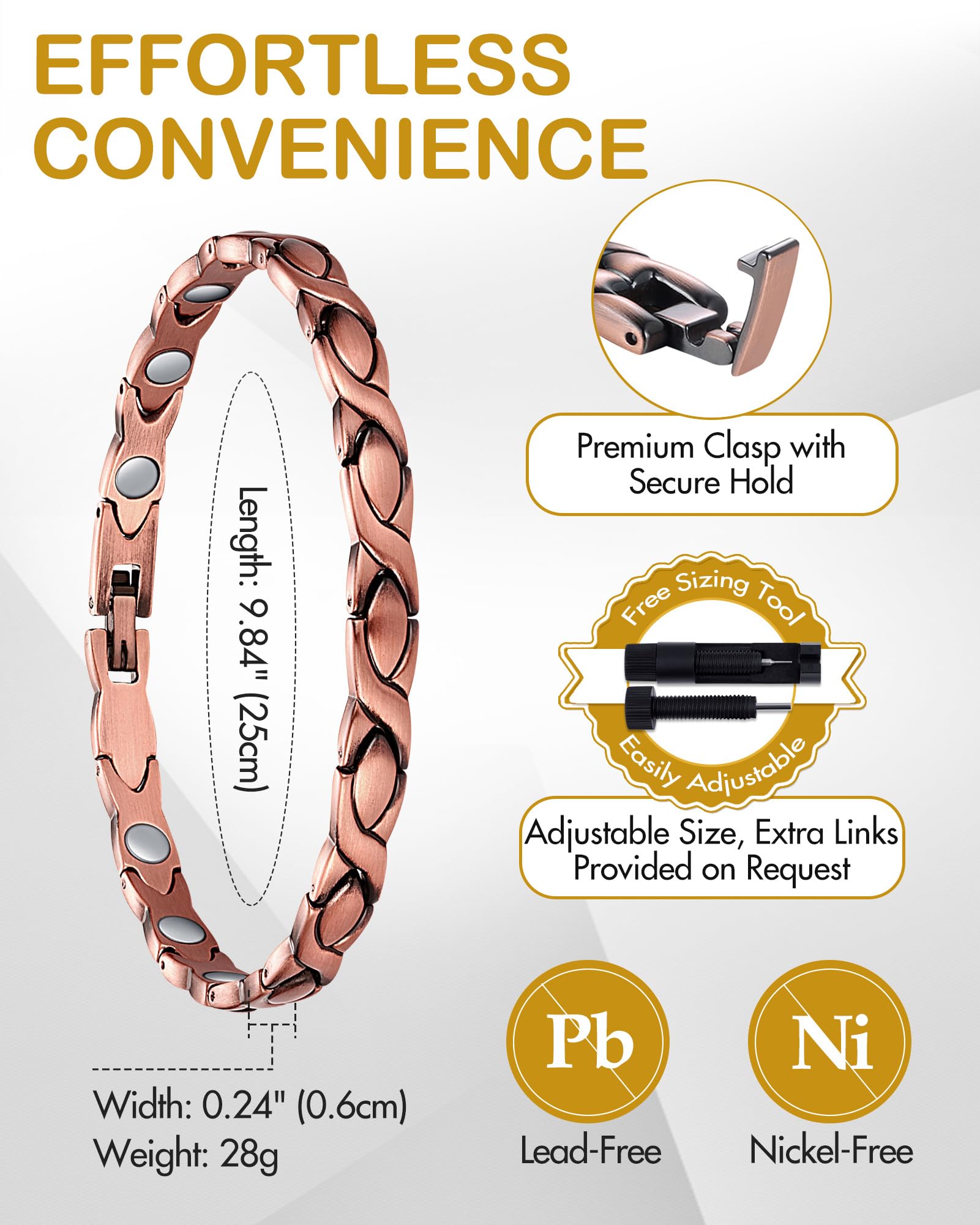 Feraco adjustable clasp anklet close-up with secure fit