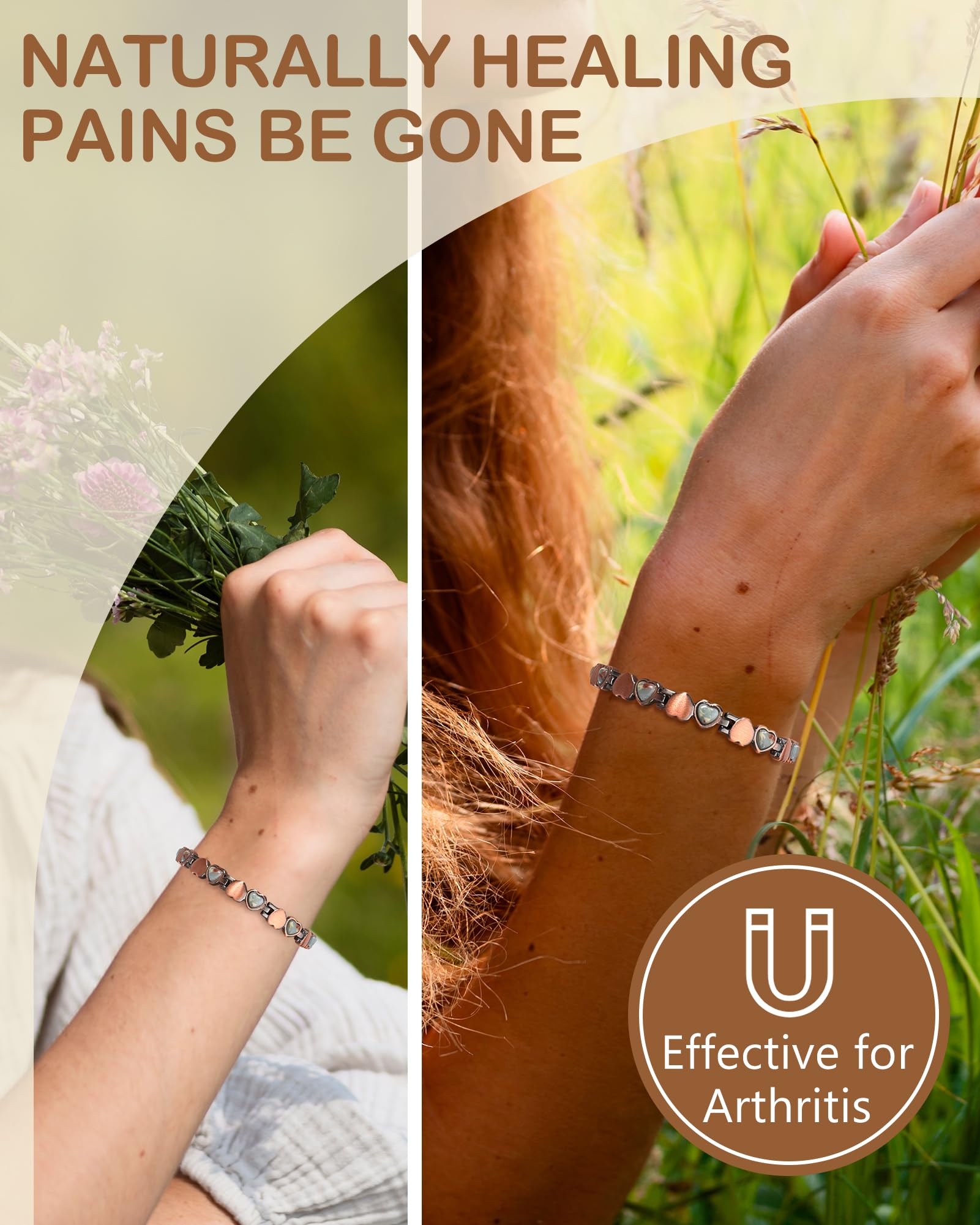 Feraco adjustable bracelet with sizing tool for a perfect fit.