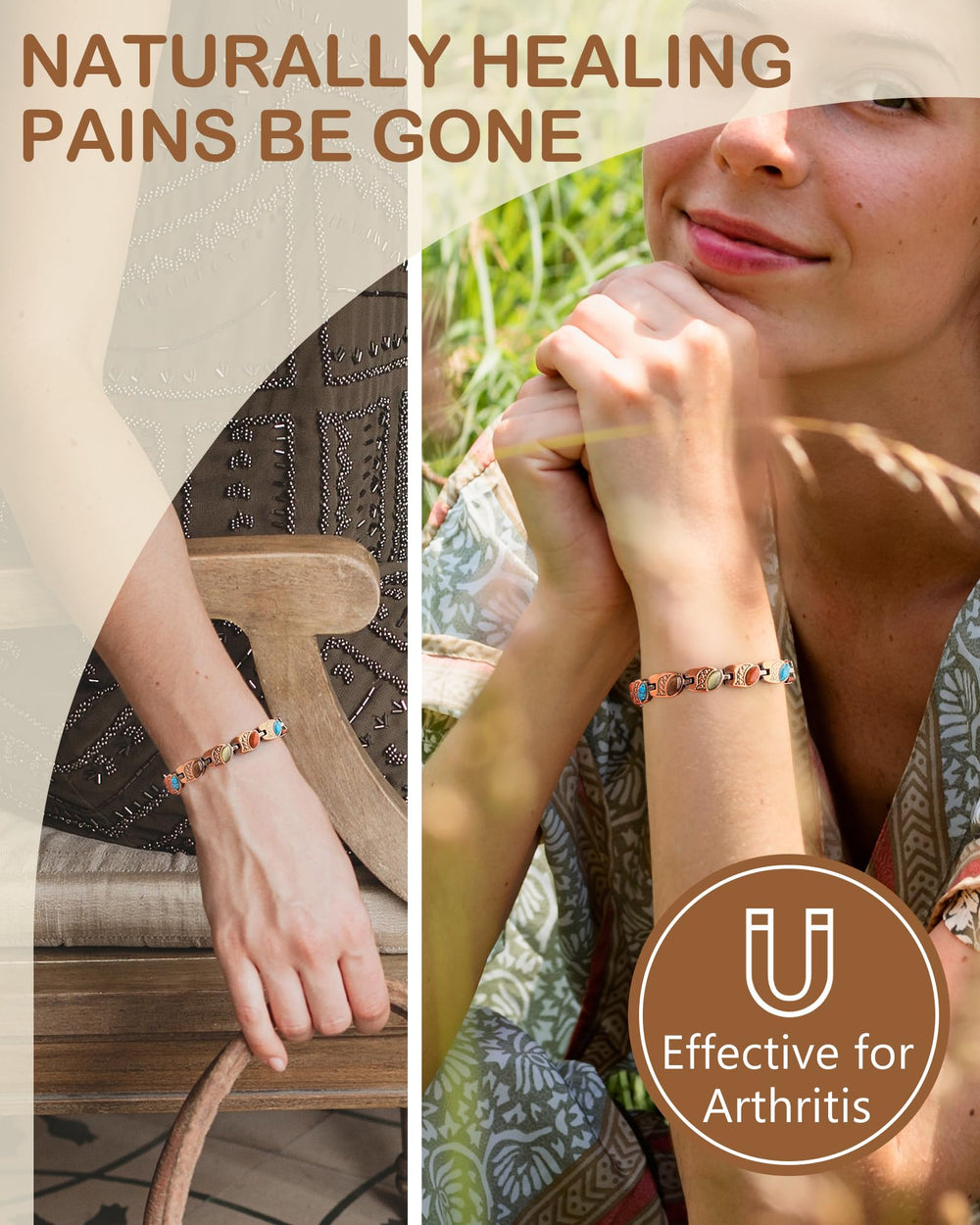Feraco adjustable copper bracelet with sizing tool for comfort.