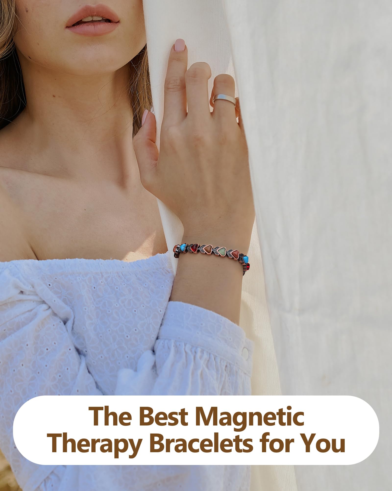 Adjustable copper bracelet with sizing tool for a perfect fit.