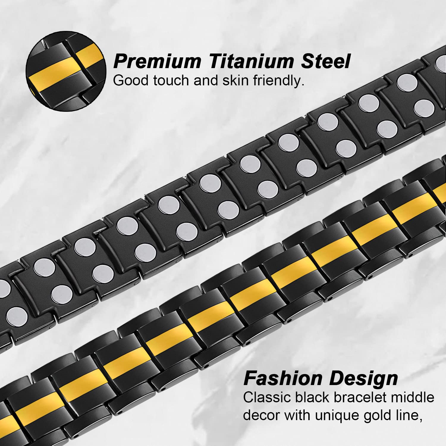Feraco adjustable bracelet with link tool for a precise, comfortable fit.