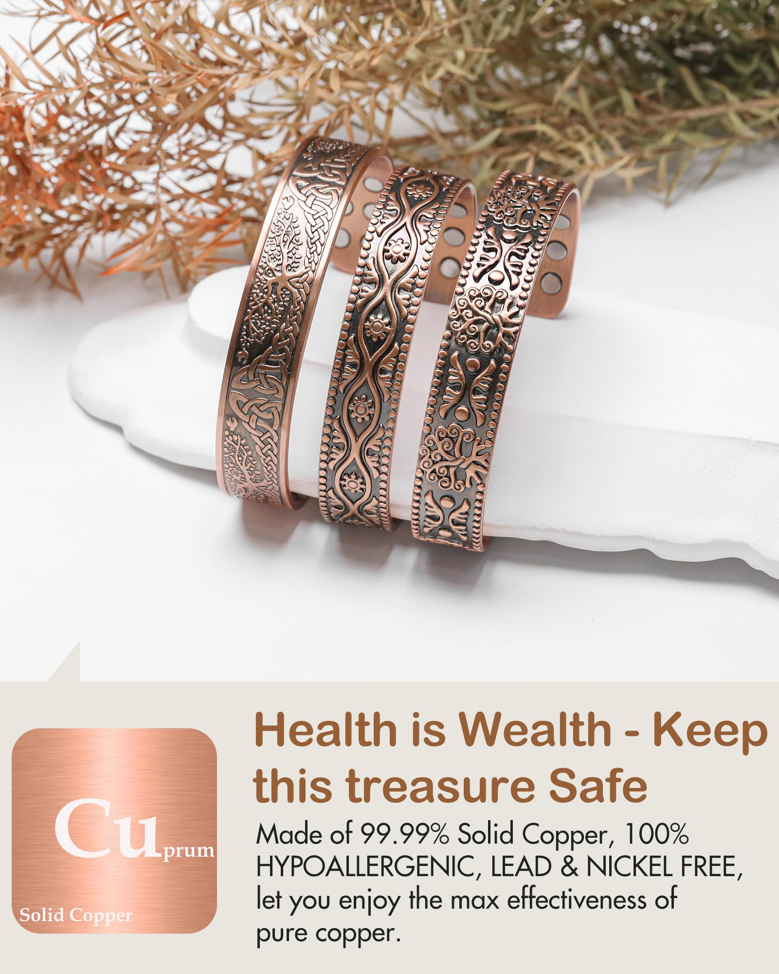 Feraco adjustable open-closure bracelet fits most wrists comfortably.