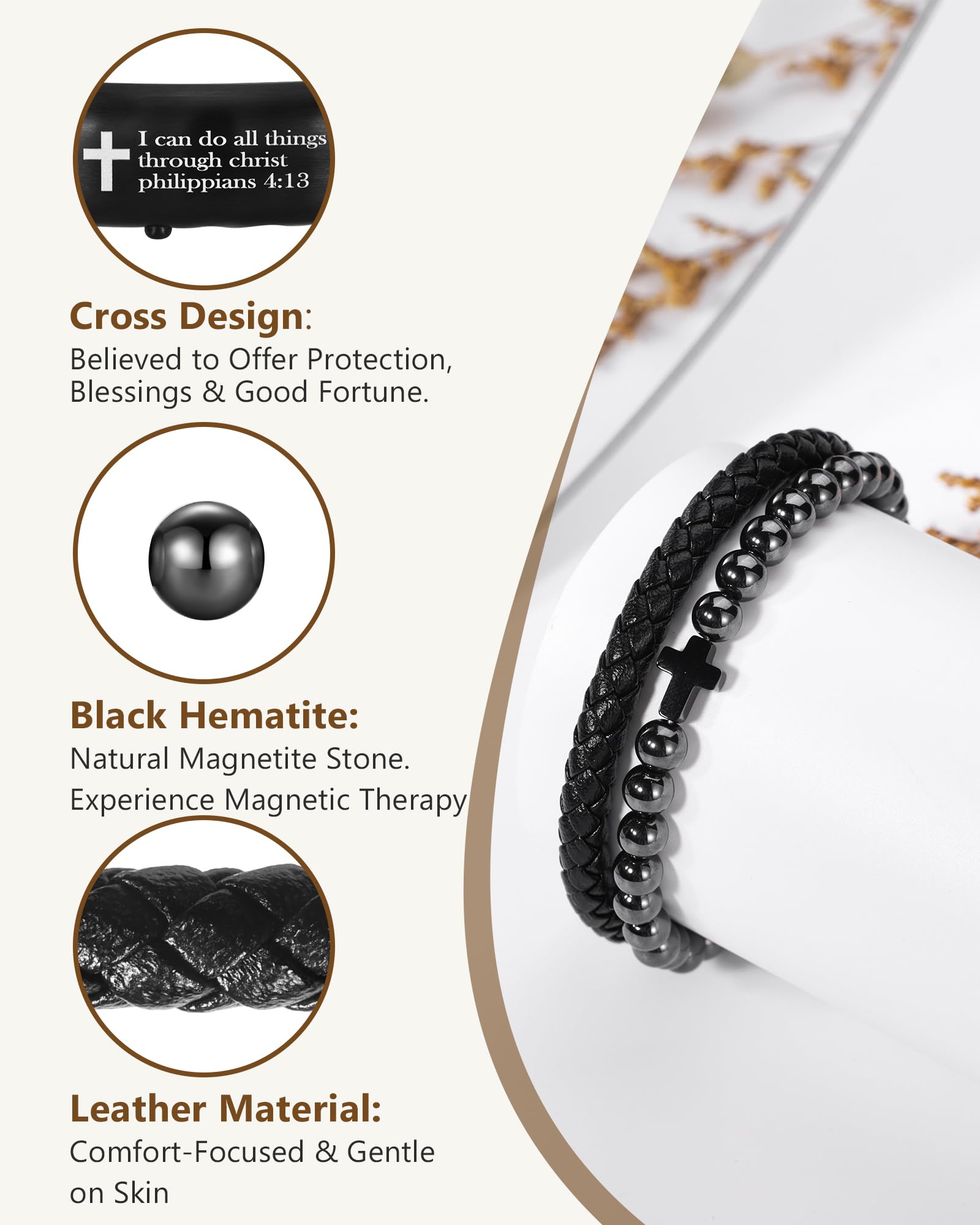 Feraco adjustable sliding clasp provides a customizable, secure fit.