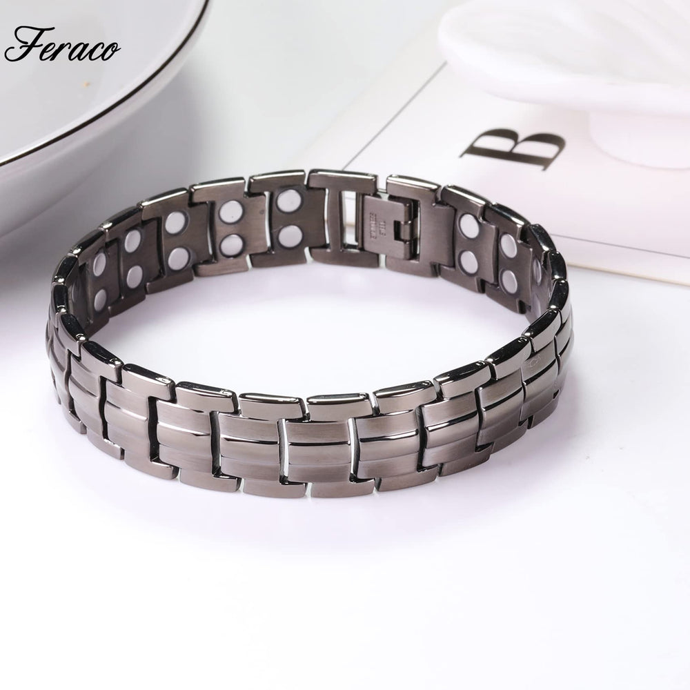 Feraco adjustable wristband with magnets providing a comfortable fit.