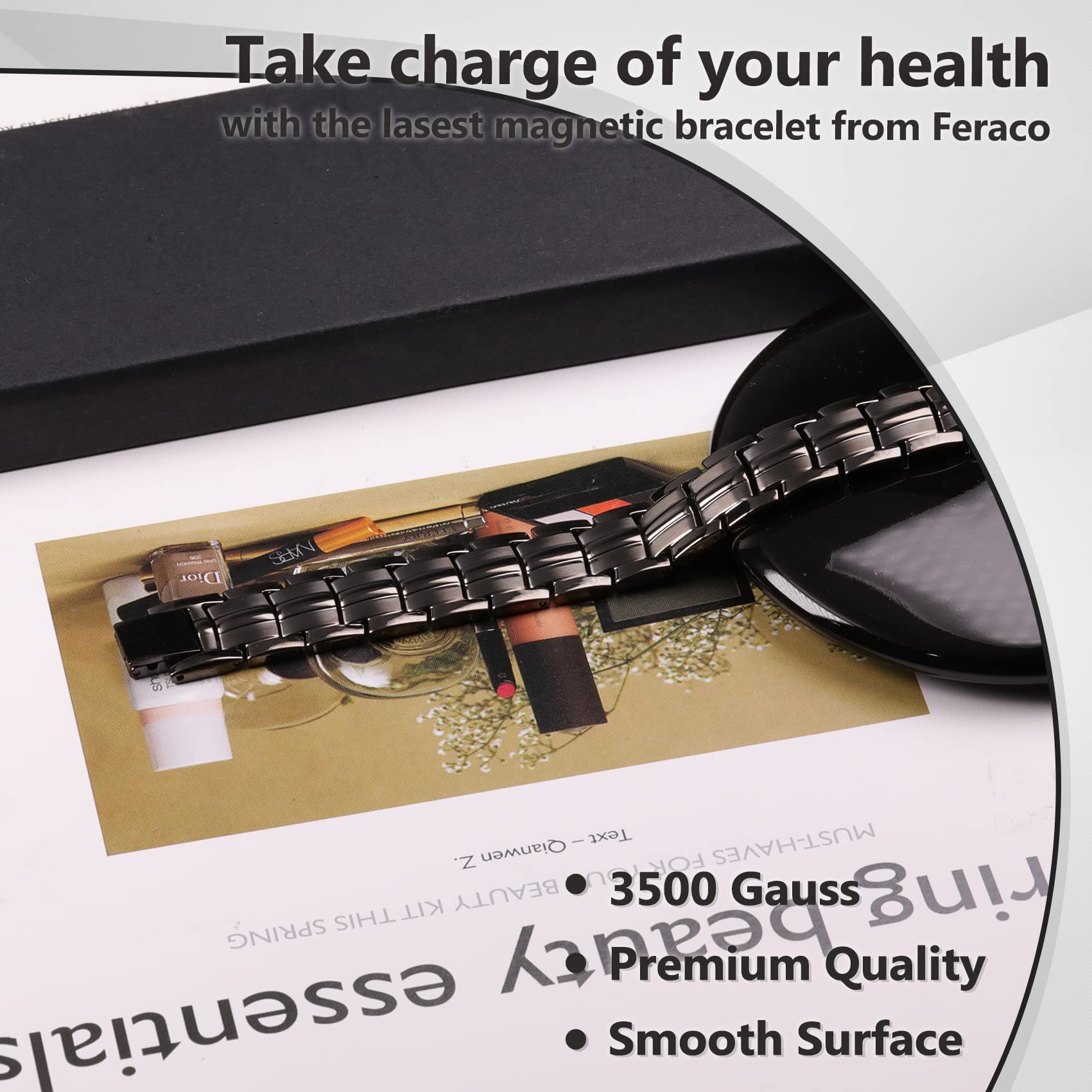 Feraco black IP plating bracelet offers a sleek, durable finish