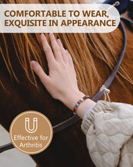 Feraco Bohemia gemstone magnetic bracelet closeup shows turquoise inlay and strong magnets.