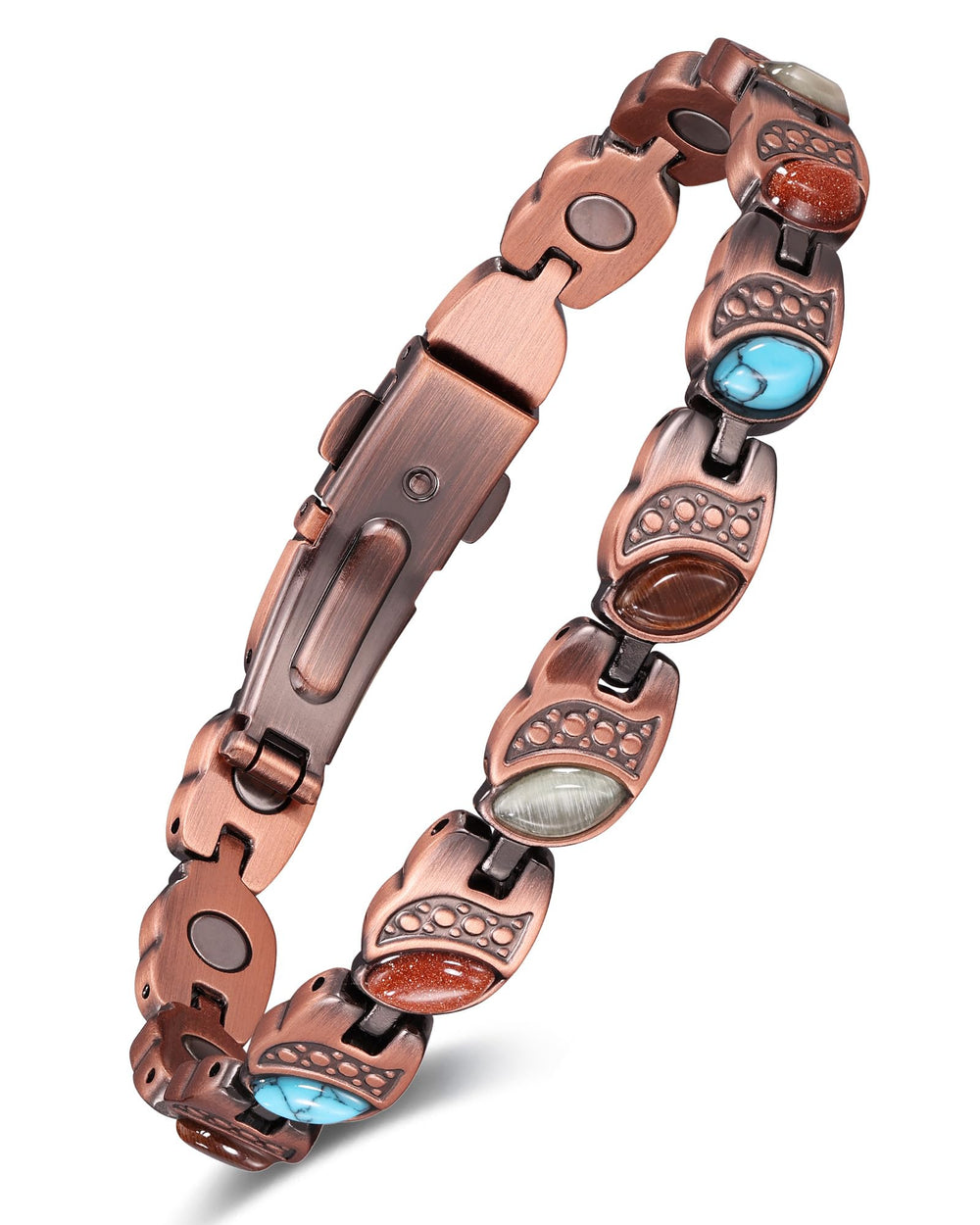 Feraco Bohemia magnetic bracelet turquoise close-up showing vibrant style.