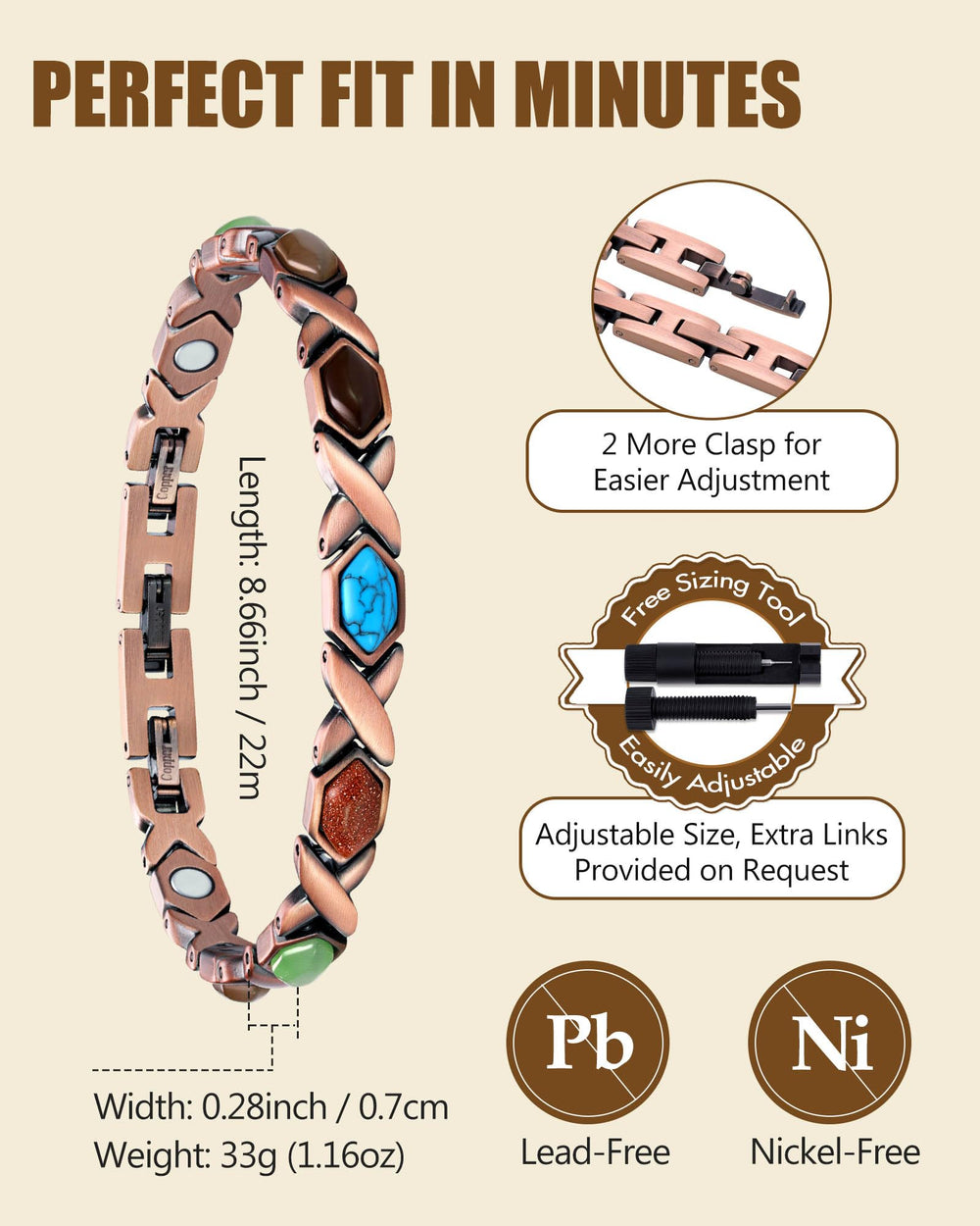 Feraco bohemia gemstone bracelet with turquoise gems showcases earthy elegance.