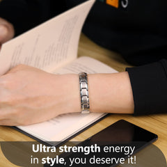 Feraco bracelet displays matte silver links and a sleek durable finish