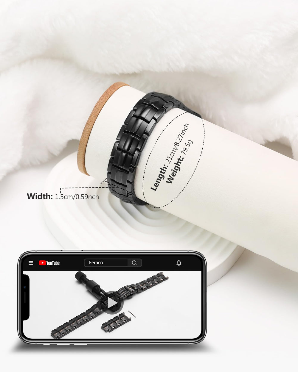 Feraco bracelet worn on wrist during daily activities, blending style and science.